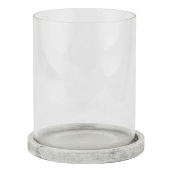 Athena Stone Large Hurricane Lantern - Ceramic - L18 x W18 x H21 cm - White