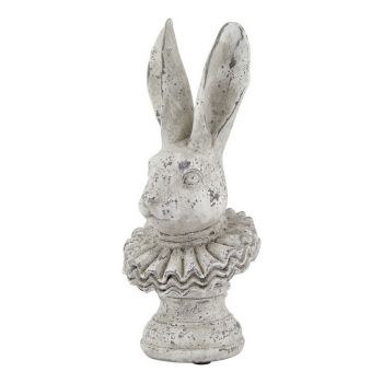 Stone Effect Ruffle Hare Ornament - Ceramic - L16 x W16 x H37 cm - Grey