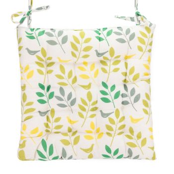 Square Seat Pad - Leafbird - L40 x W40 x H3 cm - Cream