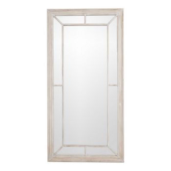 Large Washed Wood Framed Window Mirror - Wood - L6 x W100 x H200 cm - Brown