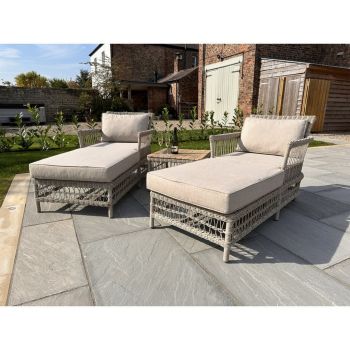 Provence Collection Outdoor Sun Lounger Set - Metal - L164 x W77 x H87 cm - Beige