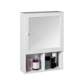 Mirrored Cabinet - Wood/Glass - L15 x W40 x H56 cm - White