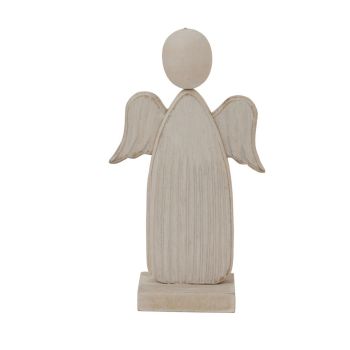 Whitewashed Rustic Angel Decoration - Wood - L4 x W10 x H17 cm - White