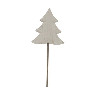 Large Whitewashed Rustic Tree on Stand - Metal - L12 x W17 x H57 cm - White