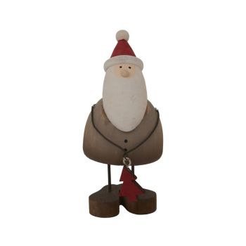 Rustic Santa with Tree Decoration - Metal - L6 x W6 x H14 cm - Brown