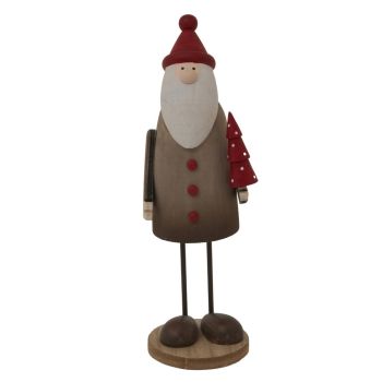 Large Rustic Tall Santa Christmas Decoration - Metal - L8 x W8 x H25 cm - Brown