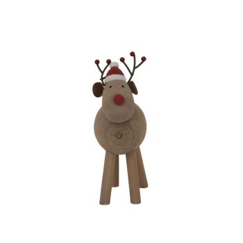 Rustic Rudolf with Hat Christmas Decoration - Metal - L5 x W8 x H10 cm - Brown