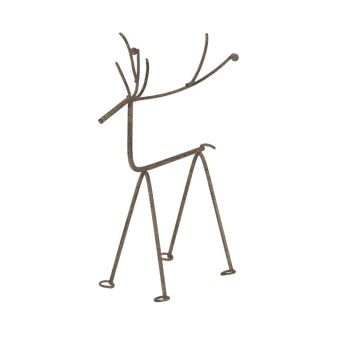 Medium Rustic Reindeer on Stand Decoration - Metal - L11 x W20 x H29 cm - Silver