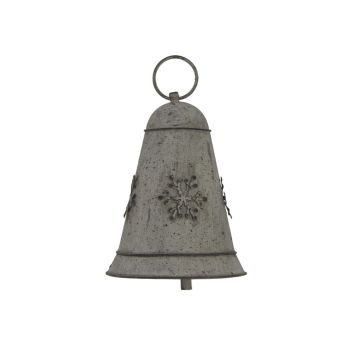 Rustic Hanging Bell Bauble with Snowflake - Metal - L6 x W6 x H6 cm - White