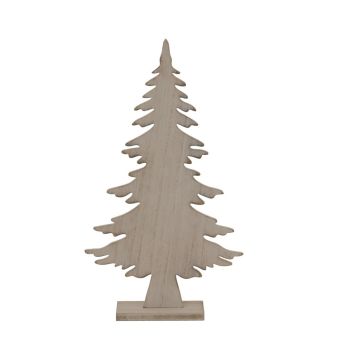 Medium Natural Rustic Christmas Tree on Stand - Wood - L5 x W20 x H35 cm - White