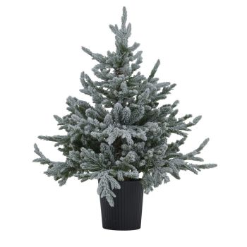 Snowy Forest Fir Pre-Lit Led 300L Christmas Tree in Pot - Plastic - L83 x W83 x H90 cm - White