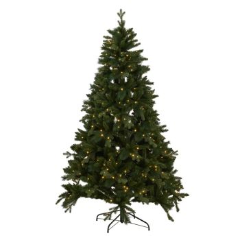 Green Forest Fir Pre-Lit 400L Led Christmas Tree - Plastic - L140 x W140 x H210 cm - Green
