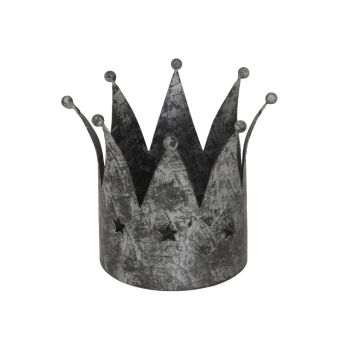 Antique Crown Candle Holder - Metal - L10 x W10 x H10 cm - Silver