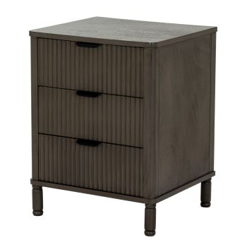 Reed Collection 3 Drawer Bedside Table - Wood - L40 x W45 x H58 cm - Brown