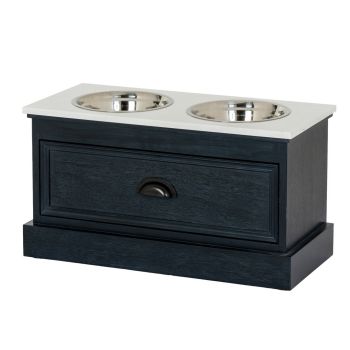 Contour Collection Pet Feeder Table - Wood - L28 x W60 x H33 cm - Black