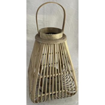 Medium Peardrop Lantern with Glass Holder - Wicker - L26 x W26 x H35 cm