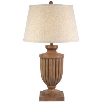 Tassora Table Lamp with Edged Linen Shade - Resin - L45 x W45 x H75 cm - Brown