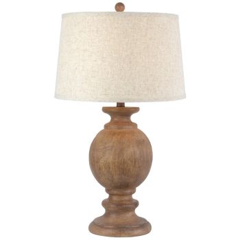 Clarion Table Lamp with Edged Linen Shade - Resin - L41 x W41 x H71 cm - Brown