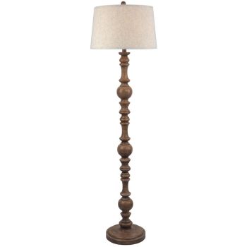 Seraphia Floor Lamp with Edged Linen Shade - Resin - L41 x W41 x H154 cm - Brown