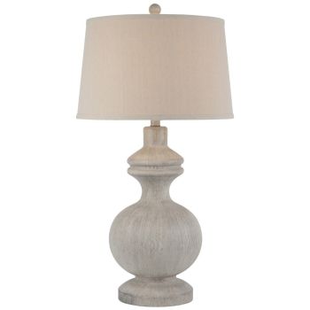 Amorie Table Lamp with Linen Shade - Resin - L41 x W41 x H71 cm - White