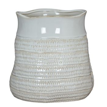 Tava Hewn Bud Vase - Ceramic - L18 x W18 x H17 cm - White