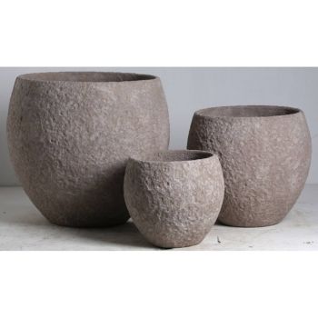 Umber Pot Belly Planters (Set of 3) - Concrete