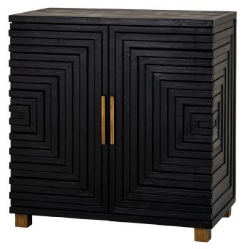 Lennox 2 Door Small Sideboard - Wood - L43 x W80 x H78 cm - Black
