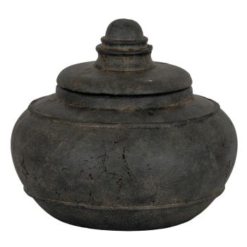 Dusk Medium Pot with Lid - Ceramic - L20 x W20 x H12 cm - Black