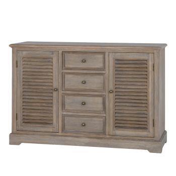 Delphine Collection 2 Door 4 Drawer Large Dresser Base - Wood - L41 x W122 x H80 cm - Brown