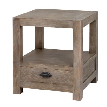 Haldon Collection 1 Drawer Side Table with Shelf - Wood - L50 x W50 x H60 cm - Brown