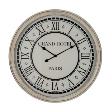 Hotel Paris Large Grey Clock with Glass - Wood - L7 x W80 x H80 cm - White
