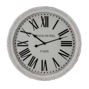Hotel Paris White Clock with Glass - Wood - L7 x W50 x H50 cm - White