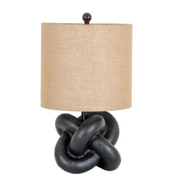 Knot Table Lamp with Hessian Shade - Metal - L30 x W30 x H51 cm - Black