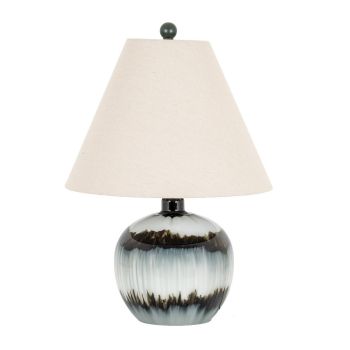 Midnight Shadows Squat Table Lamp with Linen Shade - Glass - L38 x W38 x H54 cm - Black