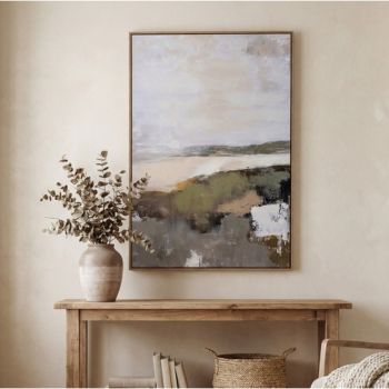 Hillside View Hand Painted Canvas in Frame - Wood - L3 x W80 x H120 cm - Multi-Coloured