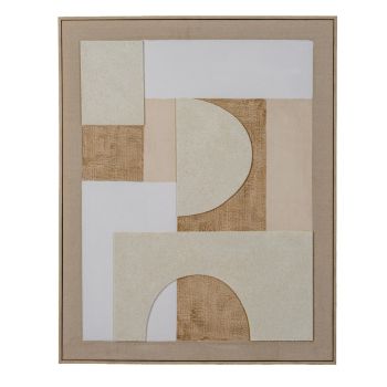 Lumera Linen Textured Canvas in Frame - Wood - L4 x W80 x H100 cm - Beige