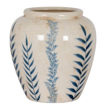 Small Blue Flora Olpe Vase - Ceramic - L24 x W24 x H23 cm - White