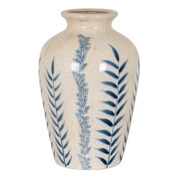 Classic Blue Flora Juniper Vase - Ceramic - L21 x W21 x H31 cm - White