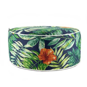 Round Inflatable Stool - Dk. Tropical Print - L53 x W53 x H23 cm