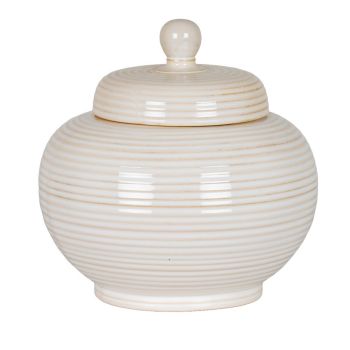 Neva Large Lidded Jar - Ceramic - L23 x W23 x H19 cm - White