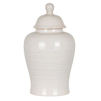 Neva Lidded Ginger Jar - Ceramic - L21 x W21 x H37 cm - White