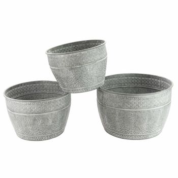 Round Planter (Set of 3) - H47 cm - Antique Galv
