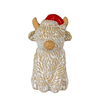 Merry Moo Cow Ornament - Ceramic - L8 x W7 x H13 cm - White