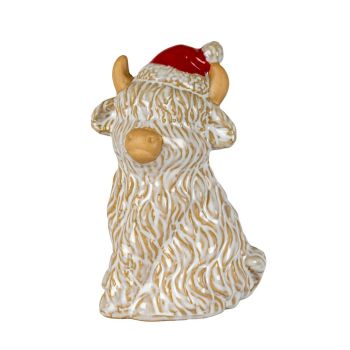 Merry Moo Cow Ornament Gazing Left - Ceramic - L8 x W7 x H13 cm - White