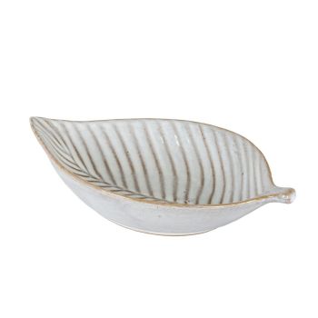 Alora Elm Leaf Large Dish - Ceramic - L24 x W15 x H4 cm - White