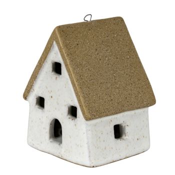 Alora Large Town Cottage with LED Lights - Ceramic - L5 x W5 x H8 cm - White