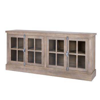 Haldon Collection 4 Door Glazed Sideboard - Glass - L40 x W180 x H82 cm - Brown
