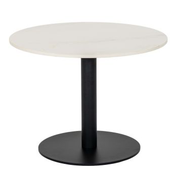 Romanby Stone Round Coffee Table - Metal - L60 x W60 x H45 cm - White