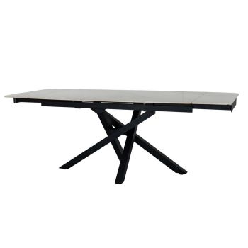 Romanby Stone Extending Dining Table - Metal - L90 x W210 x H76 cm - White