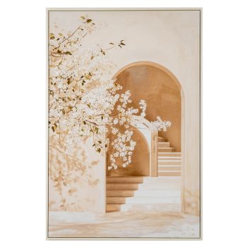 Naxos Hand-Painted Canvas Wall Art in Wooden Frame - L3 x W82 x H122 cm - Beige